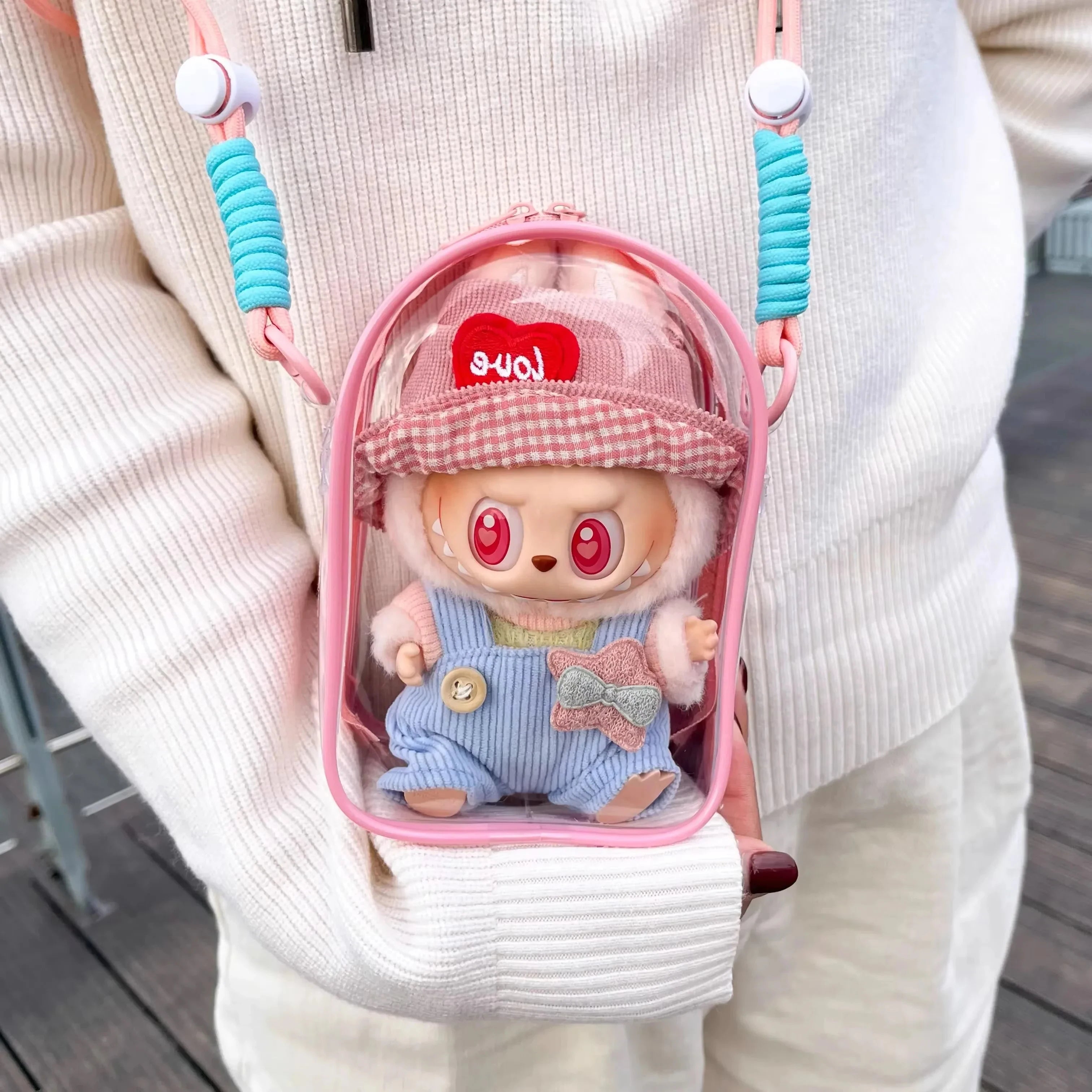 Labubu Protective Cover Labubu Sitting Party 17m Cotton Doll Shoulder Pain Bag Storage Bag Labubu Walking Bag Dustproof