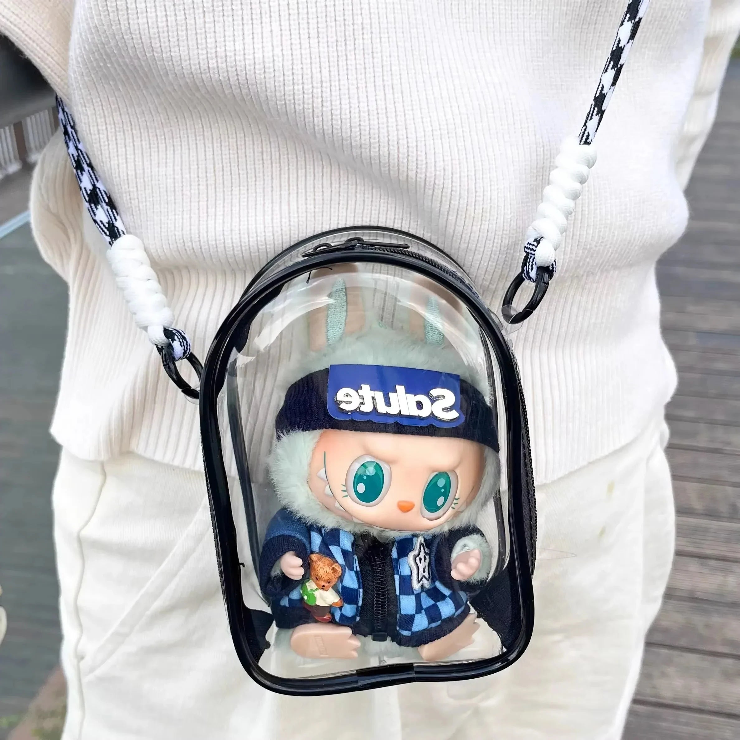 Labubu Protective Cover Labubu Sitting Party 17m Cotton Doll Shoulder Pain Bag Storage Bag Labubu Walking Bag Dustproof